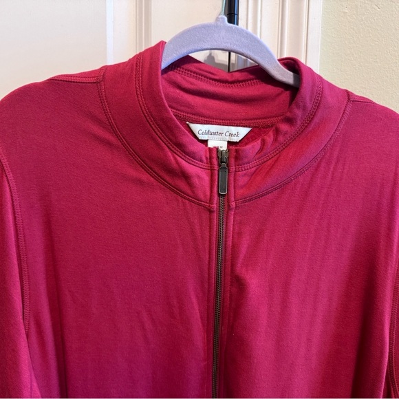 Coldwater Creek Full Zip Lightweight Jacket Front Pockets Maroon Plus Sz 3X - Picture 2 of 12